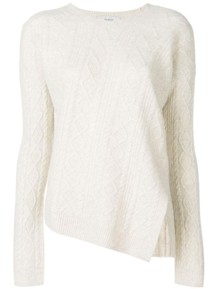 Pringle Of Scotland Asymmetric Aran Knit Sweater - Neutrals