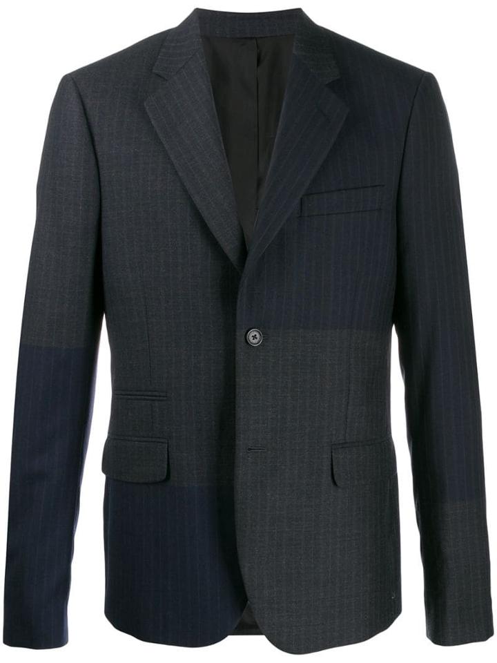Stella Mccartney Patchwork Pinstripe Blazer Jacket - Blue