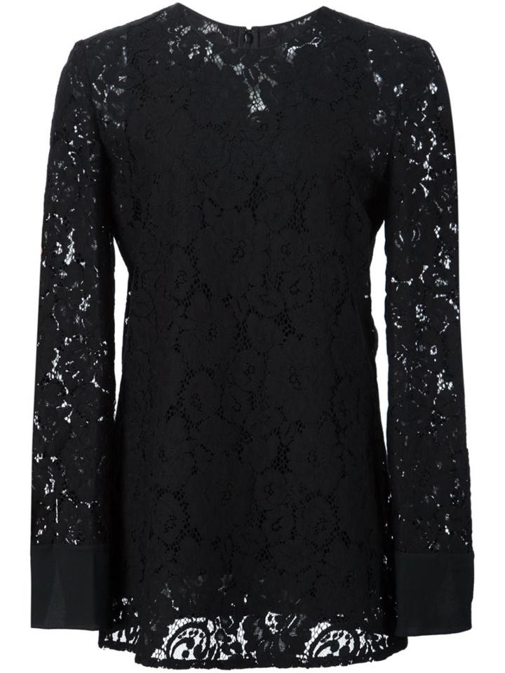 Lanvin Floral Lace Top, Women's, Size: 44, Black, Viscose/cotton/polyimide