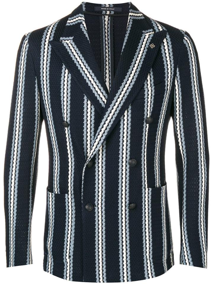 Tagliatore Striped Pattern Blazer - Blue