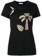 Valentino - Tropical Dream Appliqué T-shirt - Women - Cotton - S, Black, Cotton