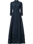 Carolina Herrera 'faille' Embroidered Trench Gown, Women's, Size: 8, Blue, Silk