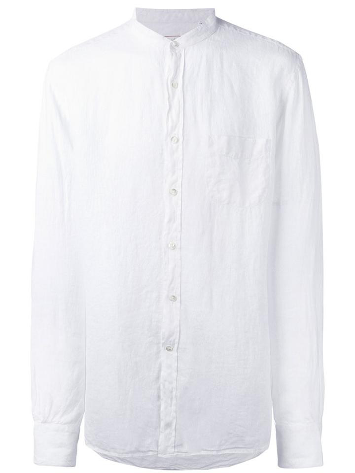 Glanshirt - Mandarin Neck Shirt - Men - Linen/flax - 42, White, Linen/flax