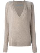 Raquel Allegra Distressed V-neck Jumper, Women's, Size: 2, Nude/neutrals, Merino