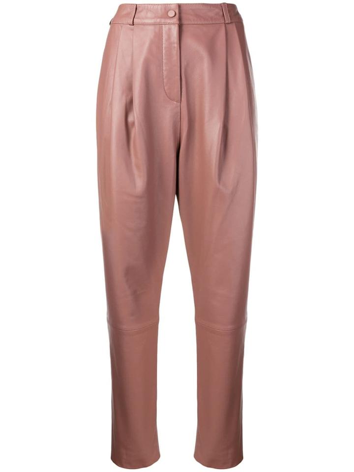 Zimmermann High-waisted Nappa Leather Trousers - Pink