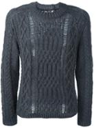 Maison Margiela Ladder Stitch Knitted Sweater, Men's, Size: Medium, Grey, Polyamide/alpaca/wool