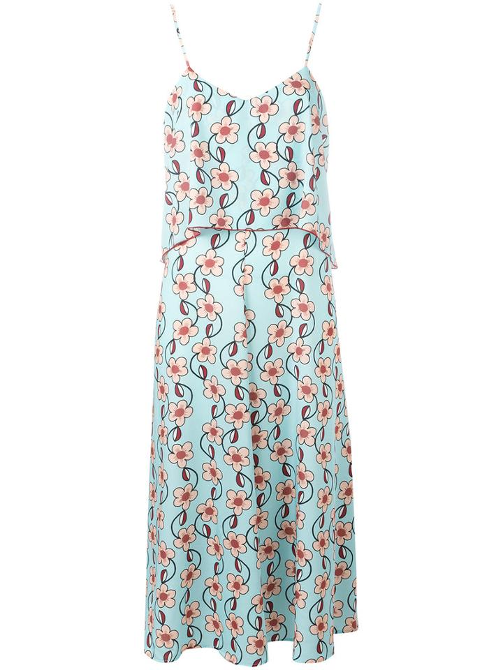I'm Isola Marras Floral Print Layered Dress, Women's, Size: 38, Blue, Polyester/spandex/elastane