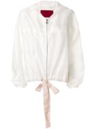 Moncler Tie Hem Hooded Pullover Jacket - White