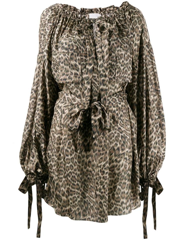 Zimmermann Short Leopard Print Dress - Brown