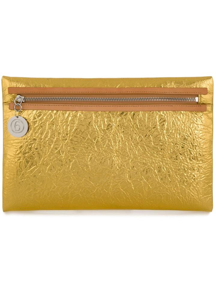Mm6 Maison Margiela Metallic Textured Clutch - Gold