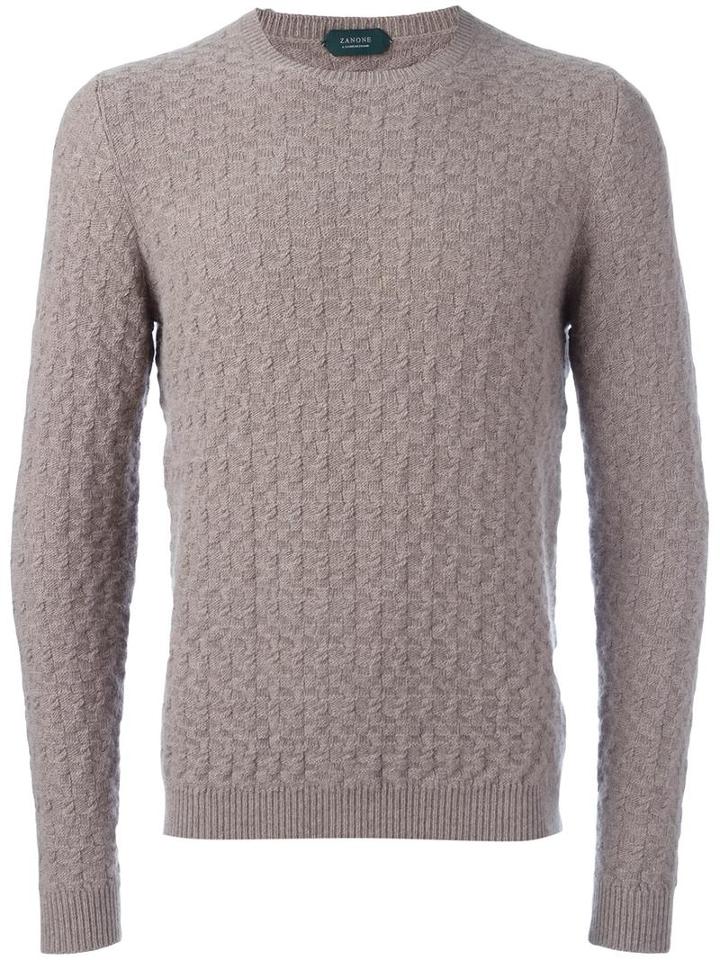 Zanone Fine Knit Jumper, Men's, Size: 46, Nude/neutrals, Virgin Wool/angora