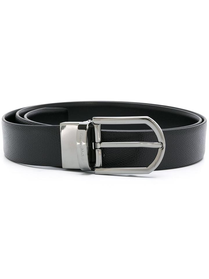 Ermenegildo Zegna Dark Grey Hardware Belt, Men's, Size: 110, Black, Calf Leather