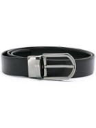 Ermenegildo Zegna Dark Grey Hardware Belt, Men's, Size: 110, Black, Calf Leather