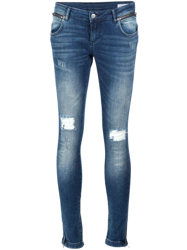 Anine Bing Distressed Cropped Jeans, Women's, Size: 29, Blue, Cotton/spandex/elastane