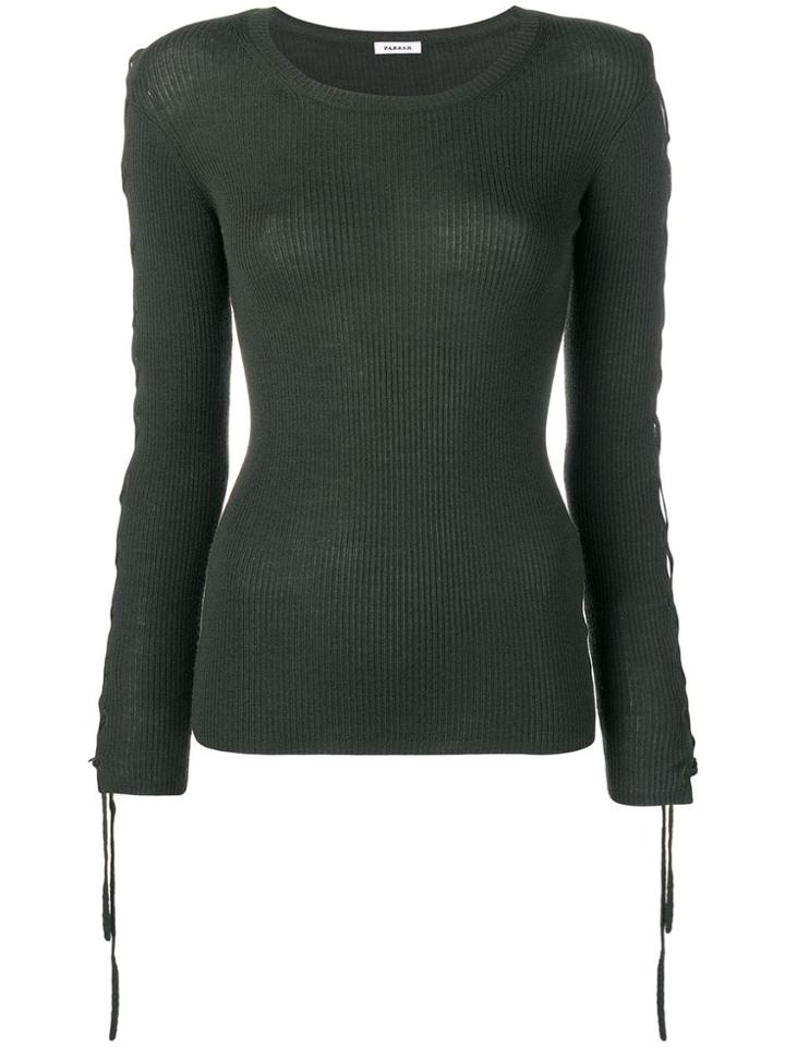 P.a.r.o.s.h. Lace-up Sleeve Jumper - Green