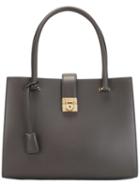 Salvatore Ferragamo Gancio Lock Tote, Grey, Calf Leather