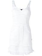 Love Moschino Frayed Seam Denim Dress, Women's, Size: 38, White, Cotton/spandex/elastane