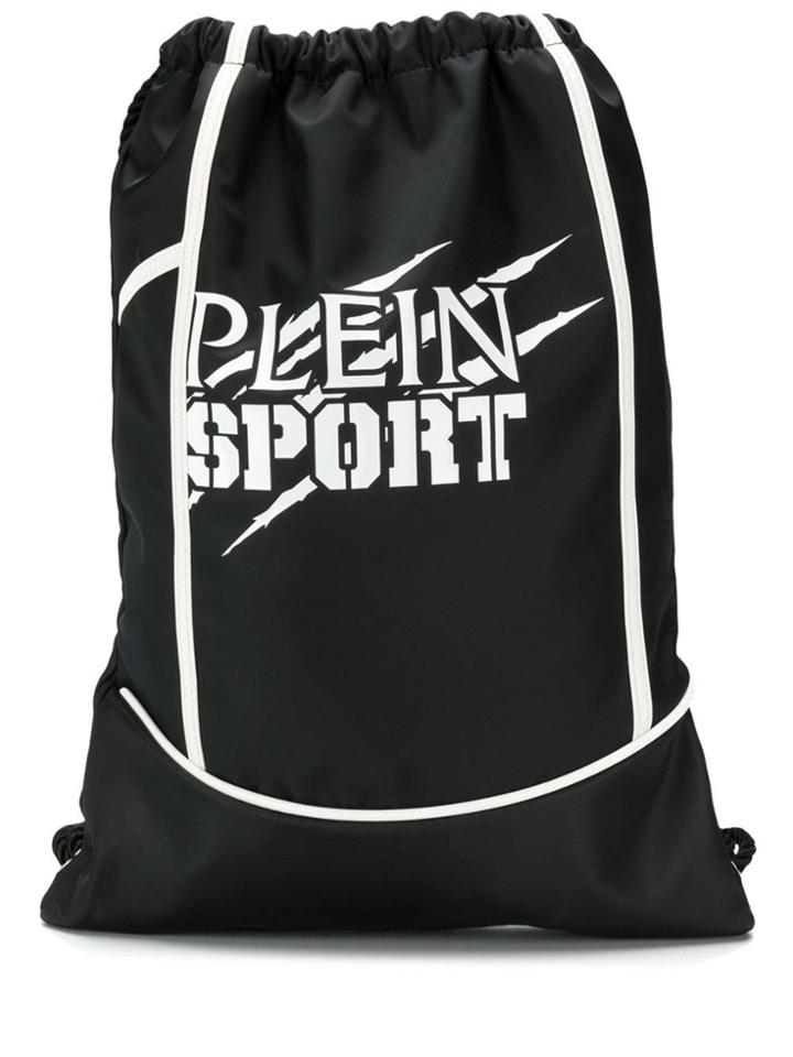 Plein Sport Printed Satin-shell Drawstring Backpack - Black