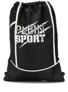 Plein Sport Printed Satin-shell Drawstring Backpack - Black