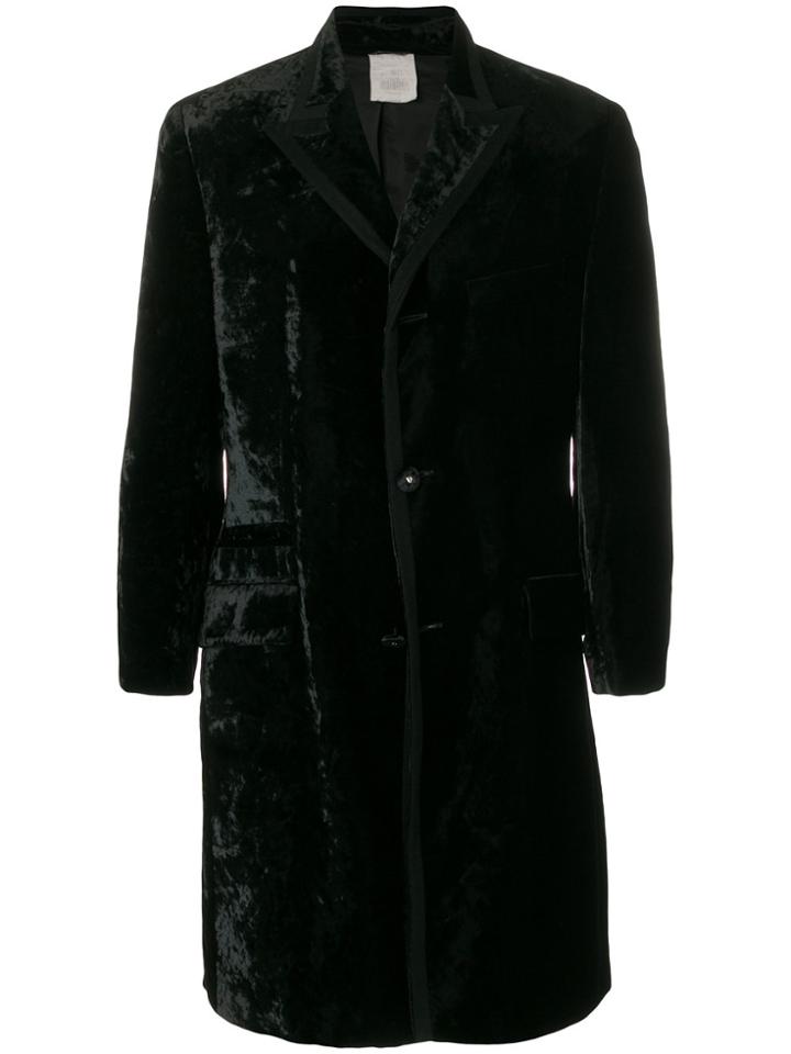Versace Vintage Peaked Lapels Midi Coat - Black