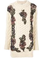 Antonio Marras Floral-appliquéd Chunky-knit Jumper - Yellow