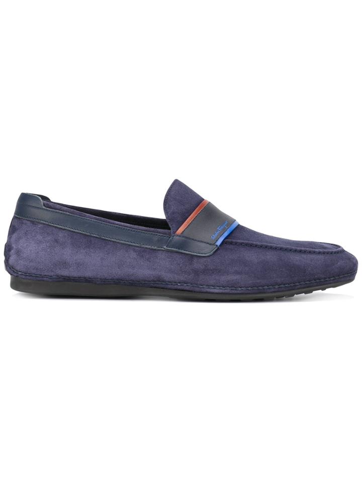 Salvatore Ferragamo Contrast Trim Loafers - Blue
