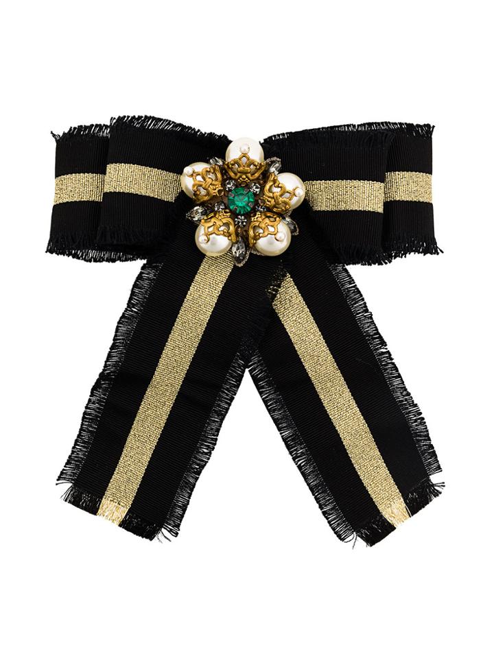 Gucci Web Grosgrain Bow Brooch - Black