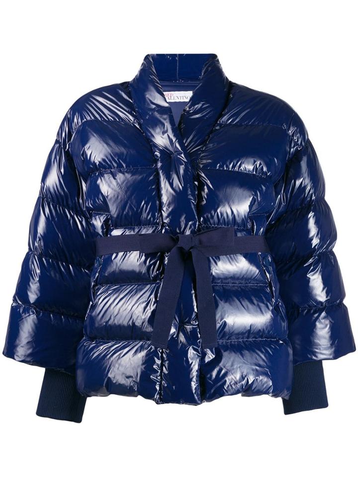 Red Valentino Belted Puffer Jacket - Blue