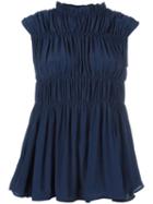 Marni - Ruched Sleeveless Top - Women - Silk/acetate - 42, Blue, Silk/acetate