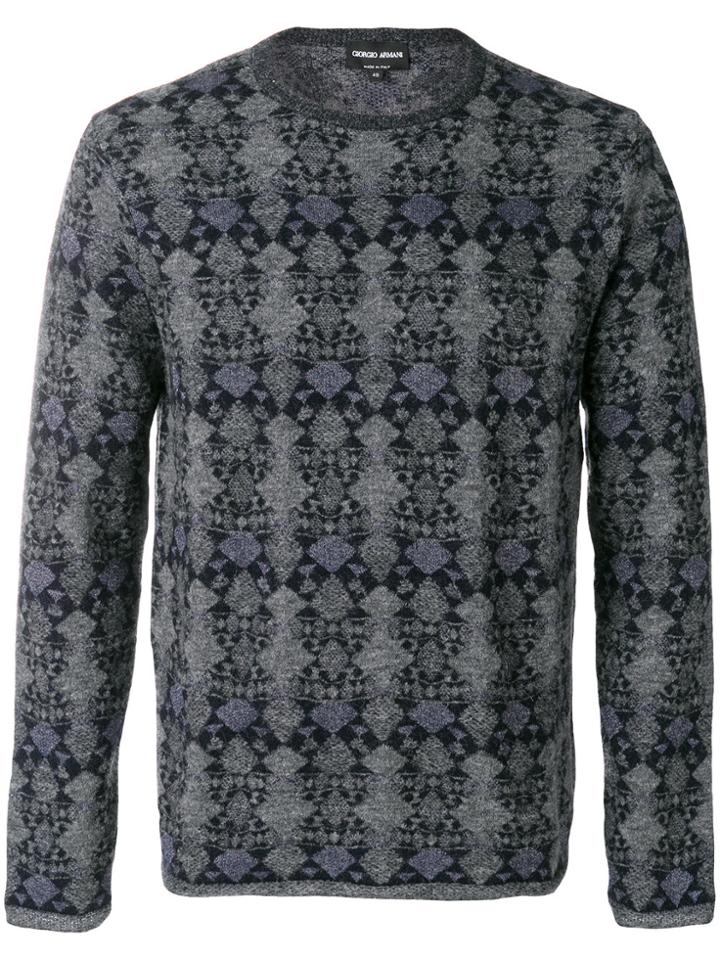 Giorgio Armani Embroidered Motif Jumper - Grey