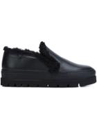 Mm6 Maison Margiela Fur Lined Slip On Sneakers - Black