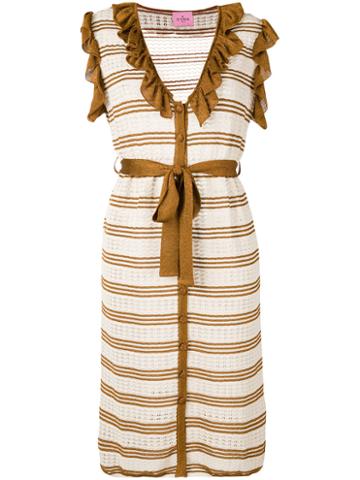 D'enia - Striped Knit Dress - Women - Nylon/acetate/metallized Polyester - M, Nude/neutrals, Nylon/acetate/metallized Polyester