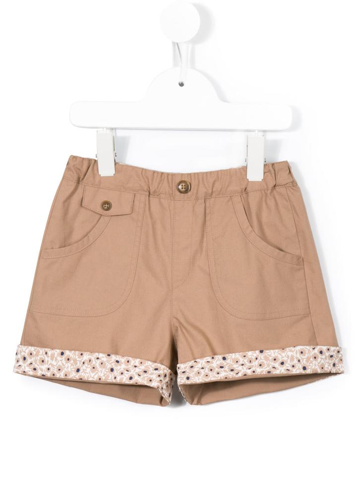 Familiar - Floral Detail Shorts - Kids - Cotton - 7 Yrs, Brown