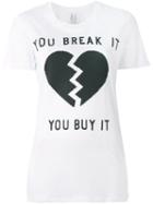 Zoe Karssen Broken Heart Print T-shirt, Women's, Size: Large, White, Cotton/modal
