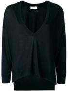 Brunello Cucinelli Loose Fit V-neck Jumper, Women's, Size: Large, Black, Cashmere/silk