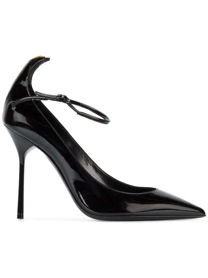 Saint Laurent Black Patent Ankle Strap 115 Pumps