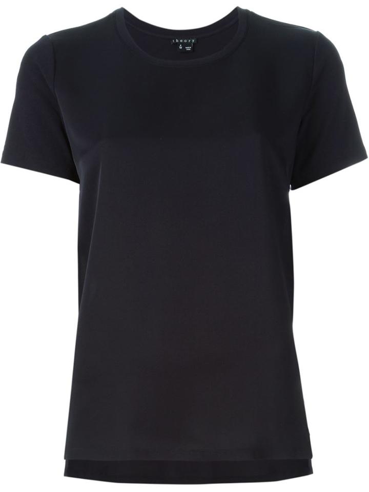 Theory Round Neck T-shirt, Women's, Size: M, Blue, Silk/viscose/spandex/elastane