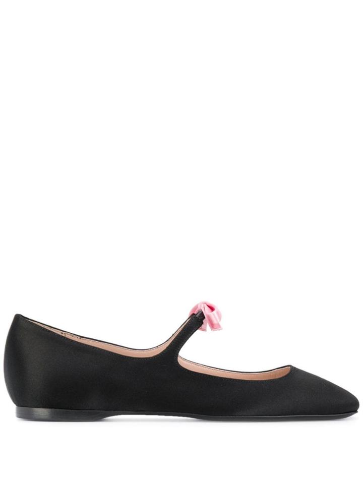 Miu Miu Contrast Ribbon Detailed Ballerinas - Black