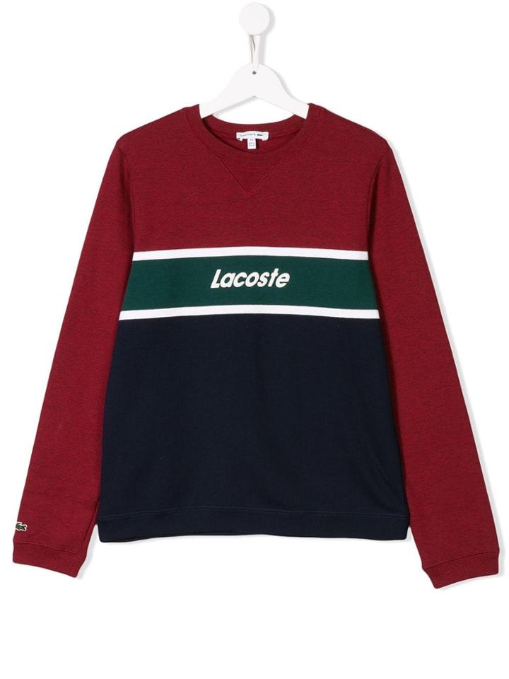 Lacoste Kids Teen Logo Print Colour Block Sweatshirt - Red