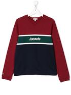 Lacoste Kids Teen Logo Print Colour Block Sweatshirt - Red