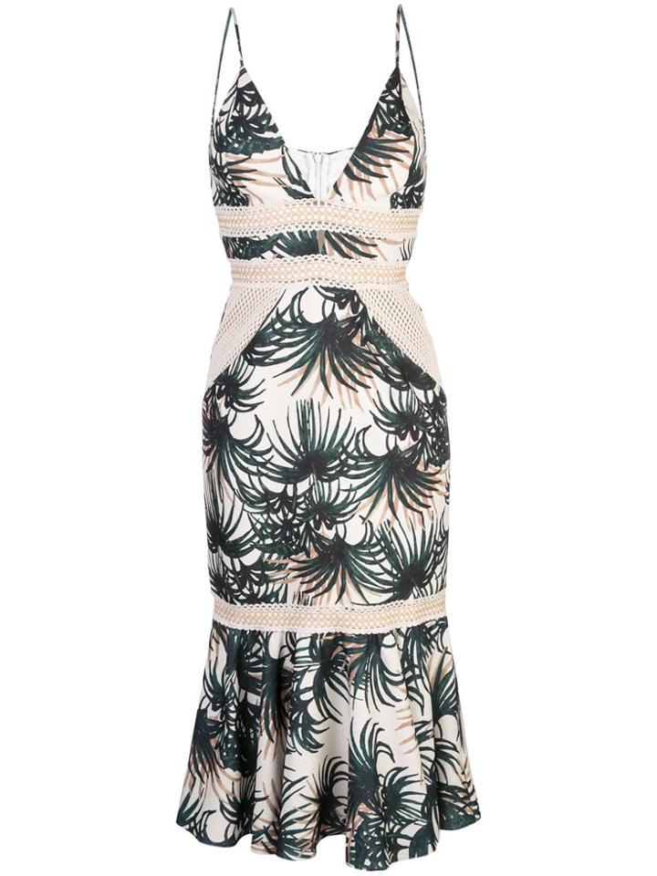 Patbo Palm Print Midi Dress - Neutrals