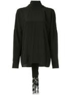 Tibi Fringed Scarf Blouse - Black