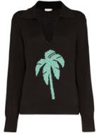 Rixo Palm Tree Intarsia Knit Jumper - Black
