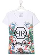 Philipp Plein Junior Jungle Print T-shirt - White