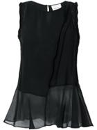 3.1 Phillip Lim Sheer Asymmetric Hem Blouse - Black