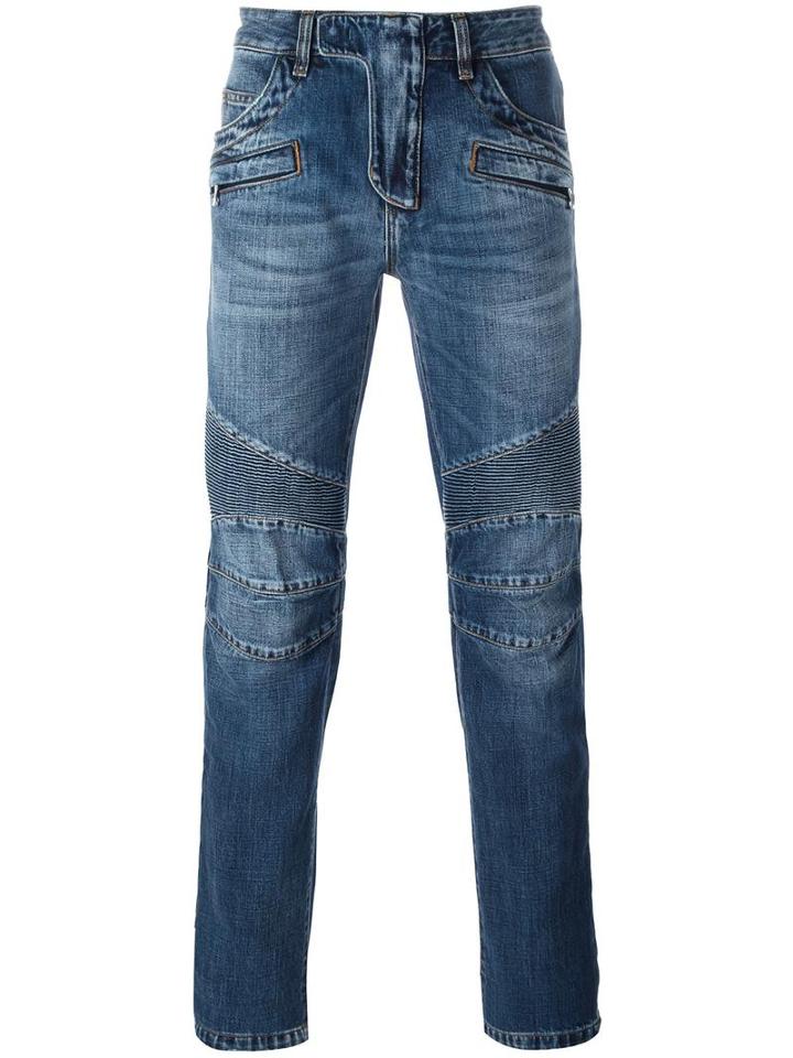 Balmain Biker Jeans, Men's, Size: 30, Blue, Cotton