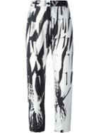Ann Demeulemeester Abstract Print Tapered Cropped Trousers