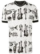Dolce & Gabbana Instrument Print T-shirt, Men's, Size: 44, Nude/neutrals, Cotton/silk