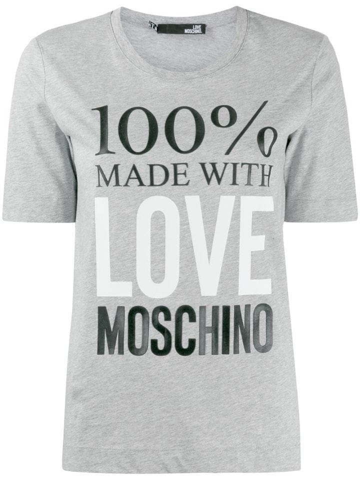 Love Moschino Logo Print Crew Neck T-shirt - Grey