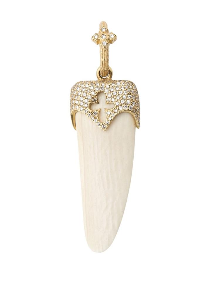 Loree Rodkin Diamond Maltese Cross Mammoth Bone Pendant - Metallic